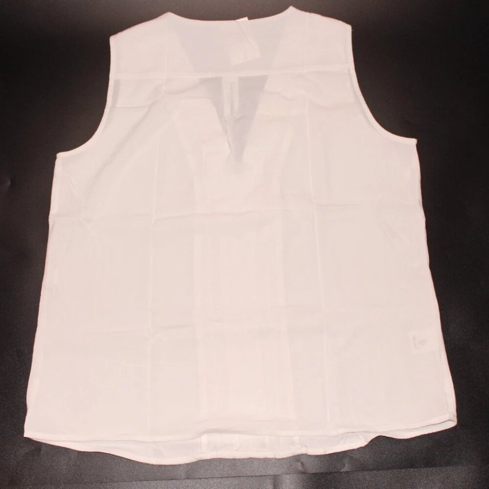 Calvin Klein Women's Sleeveless Button-up White Shirt NWT Size L - Picture 3 of 4